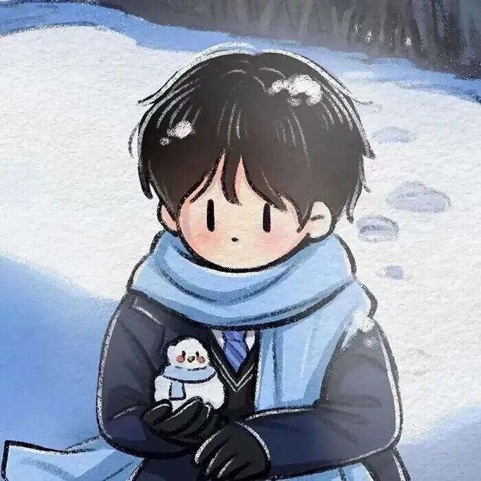 nidongthxuedizhouyu冬天雪地插画情侣头像