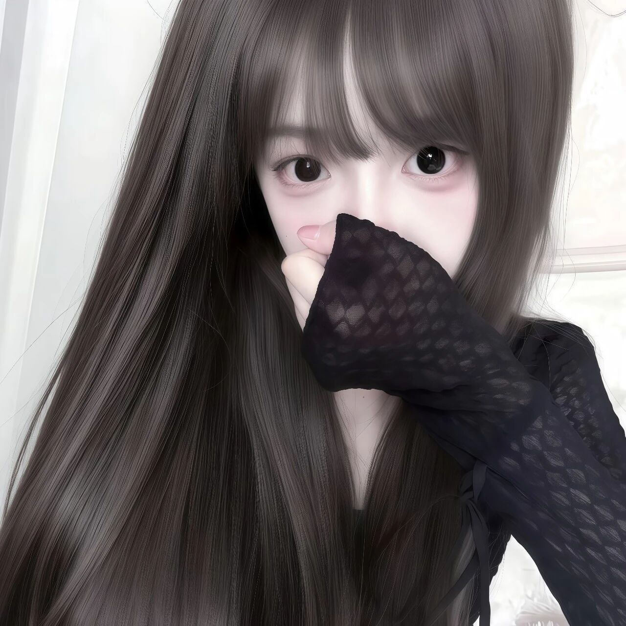 捂嘴纯欲女生头像