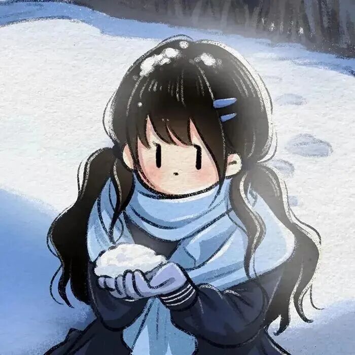 nidongthxuedizhouyu冬天雪地插画情侣头像