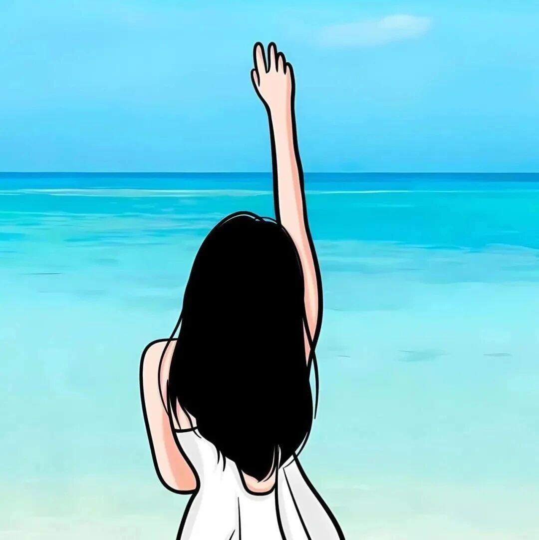 haibgnenabanlv海边手绘情侣头像