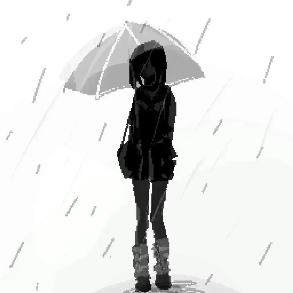 撑伞权威黑白动漫头像女