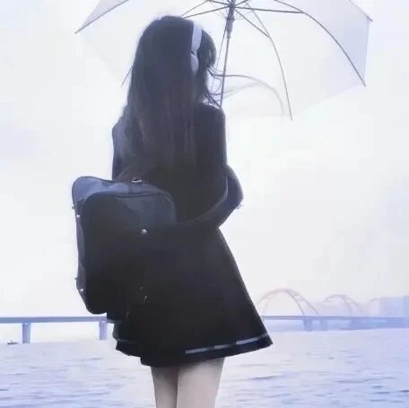 撑伞jk制服小众背影不露脸女生头像