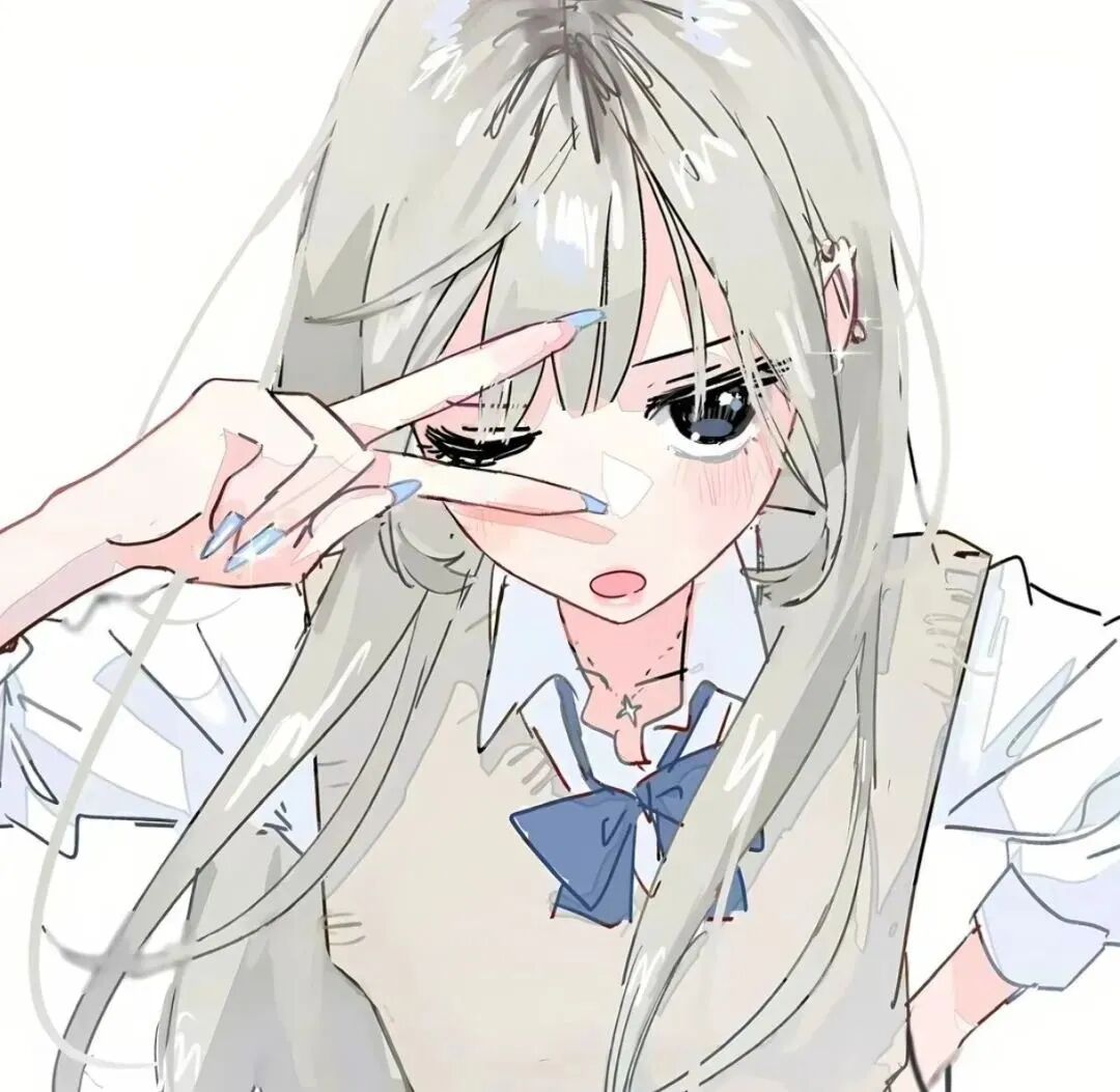 呆萌剪刀手动漫头像女