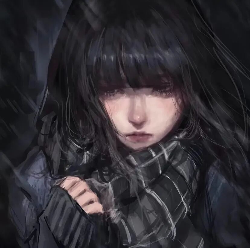 孤独感手绘动漫头像女