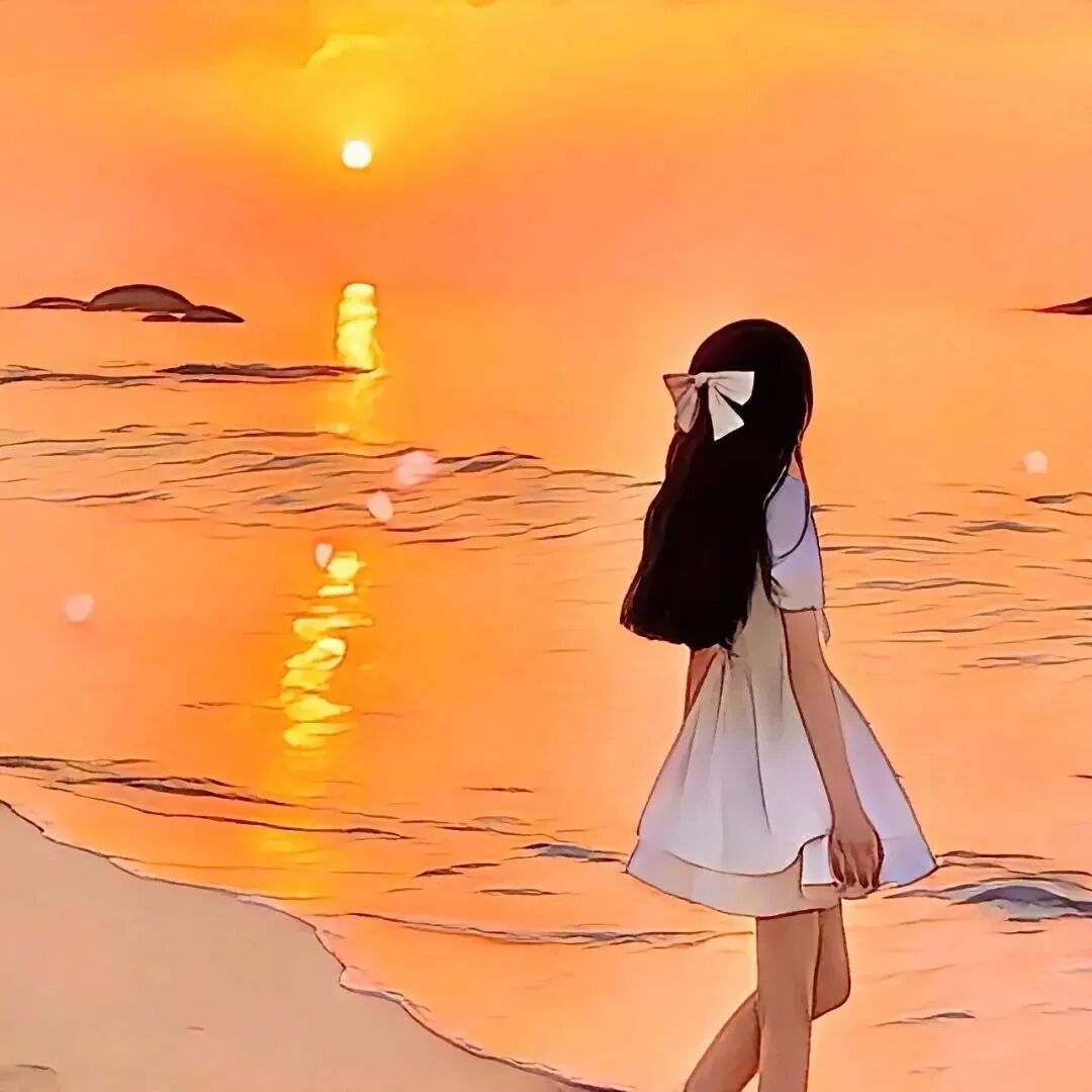  动漫头像  动漫女 动漫女头  动漫头像女 日落 日落头像