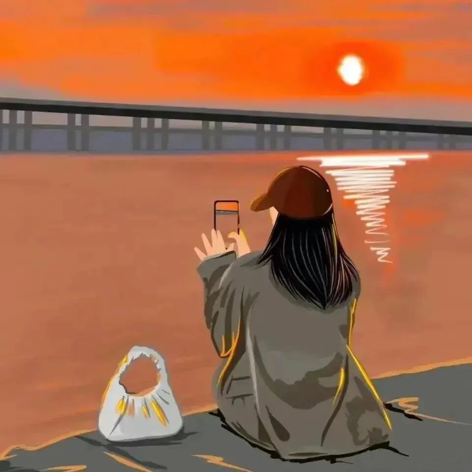 动漫头像  动漫女 动漫女头  动漫头像女 日落 日落头像