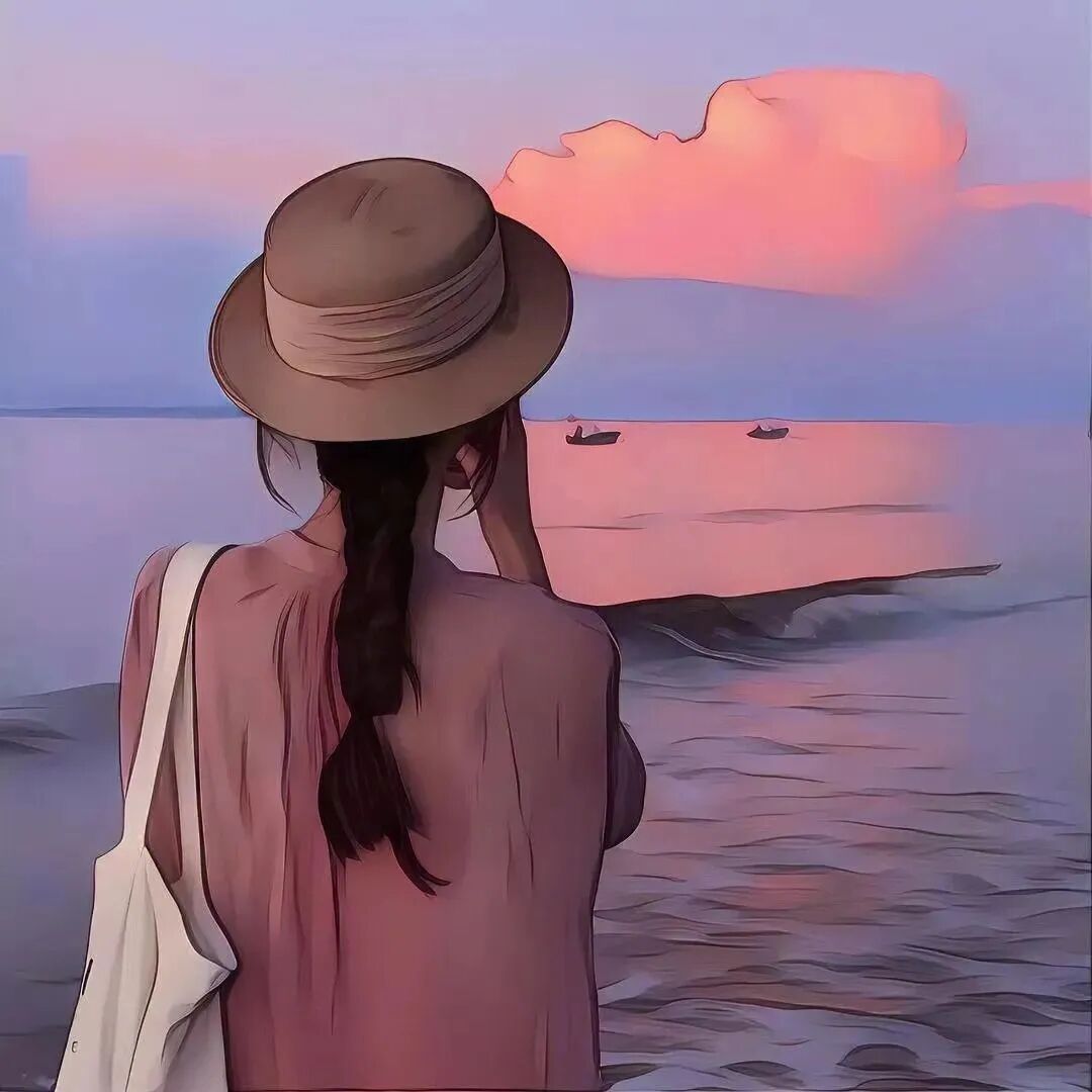 动漫头像  动漫女 动漫女头  动漫头像女 日落 日落头像