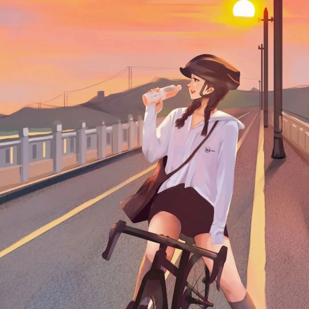 动漫头像  动漫女 动漫女头  动漫头像女 日落 日落头像