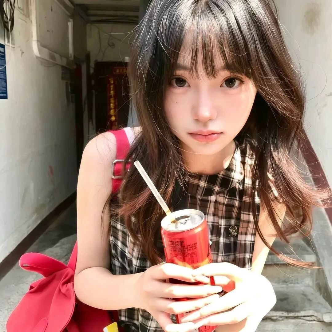 喝饮料甜妹女生头像