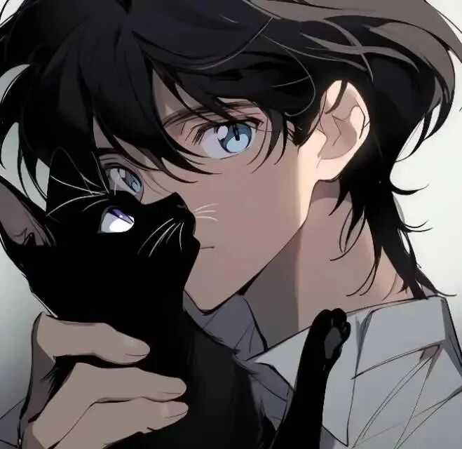 抱着猫咪个性动漫头像男