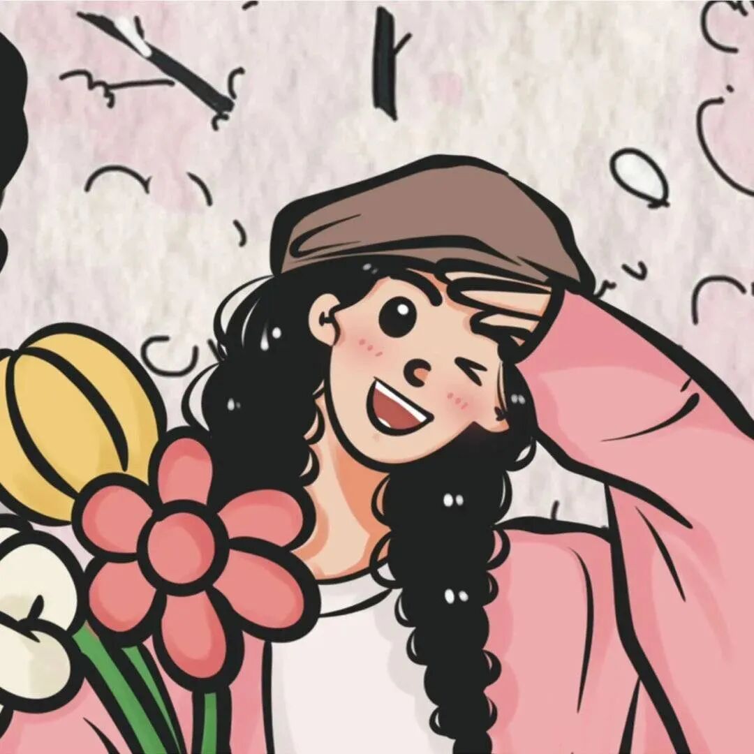 xianhuashlianrenvq鲜花手绘情侣头像
