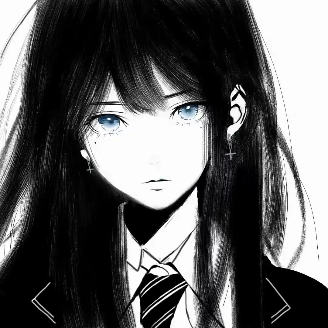 学院风黑白动漫头像女