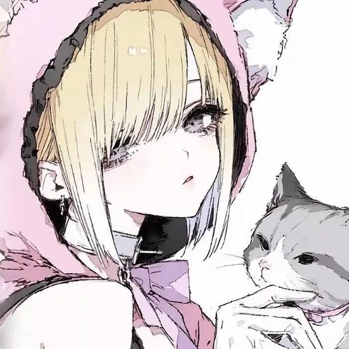 抱着猫咪少萝动漫头像女