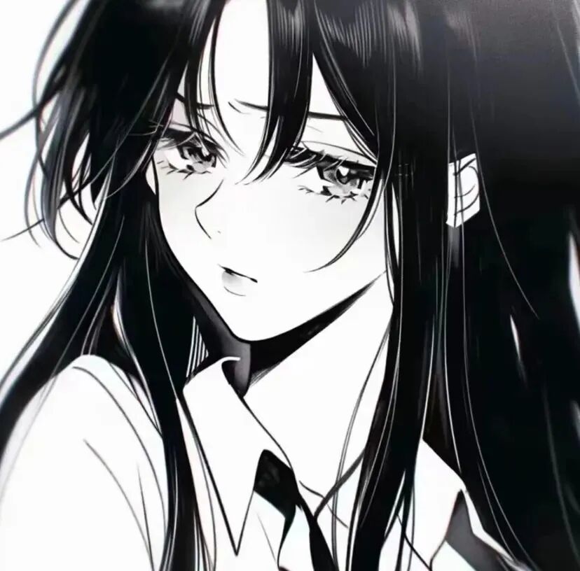 伤感黑白动漫头像女
