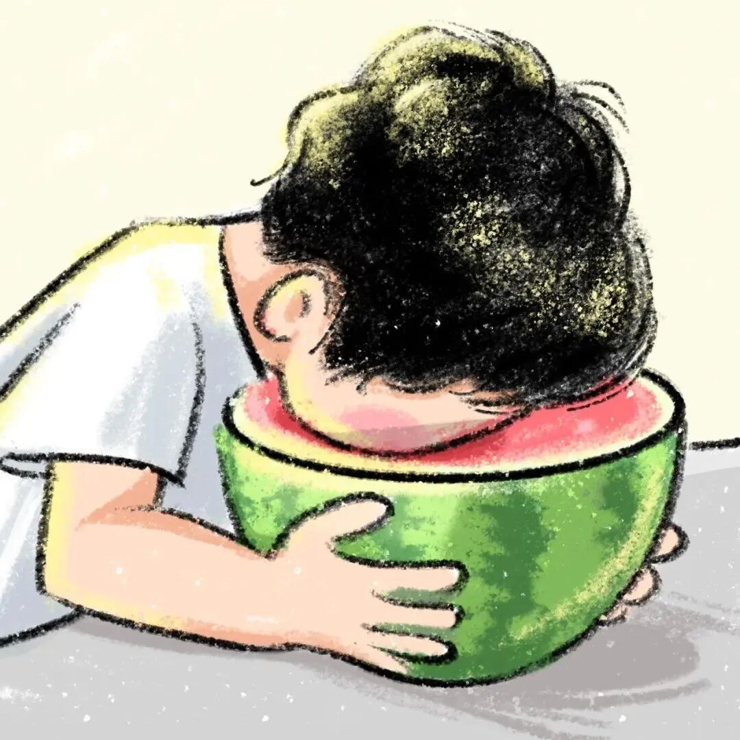 chixiguaxijiaihe吃西瓜夏日卡通情侣头像