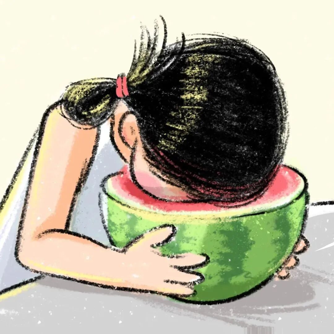 chixiguaxijiaihe吃西瓜夏日卡通情侣头像