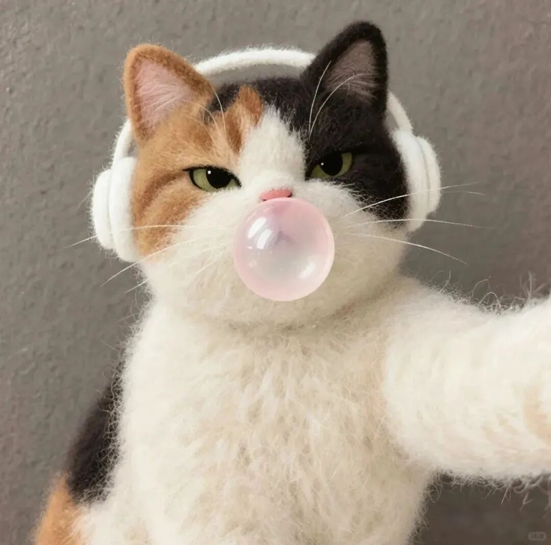 戴耳机可爱猫咪萌宠头像