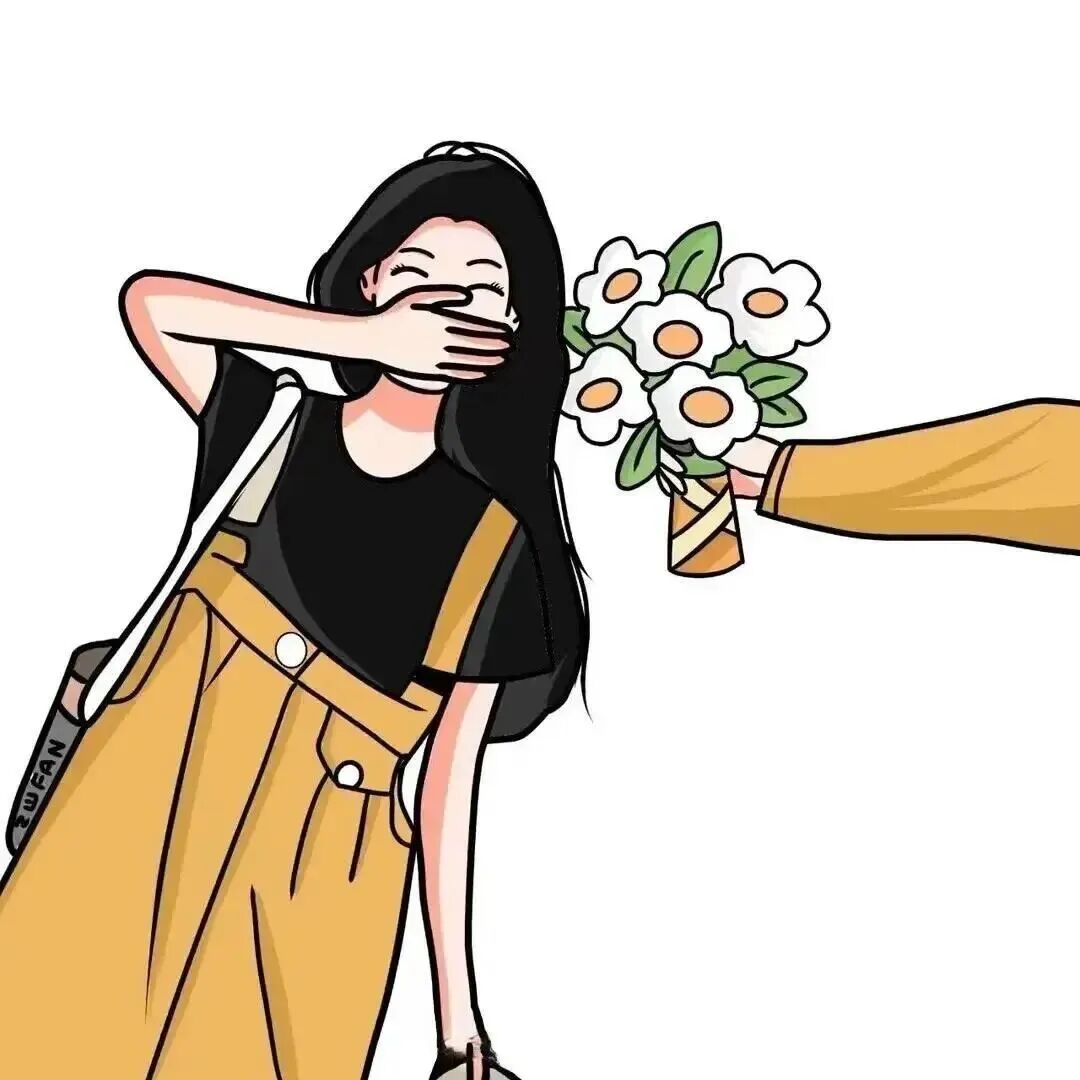 oknutdnngalhuahainuo鲜花插画情侣头像