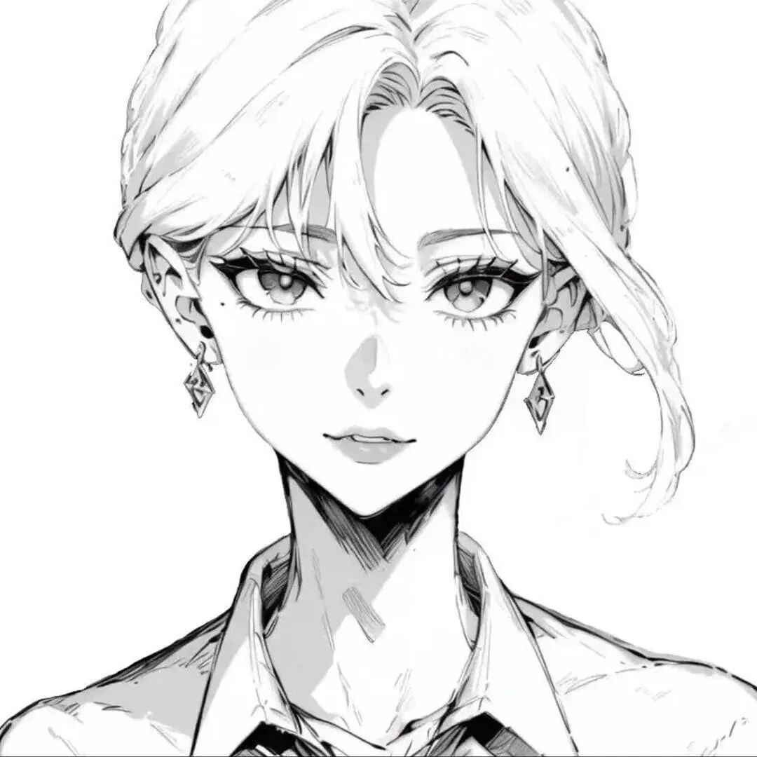 黑白动漫头像女