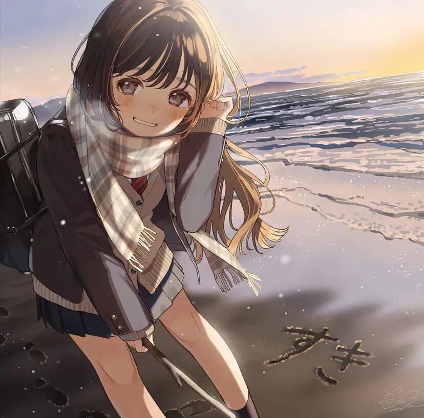 学院风海边动漫头像女