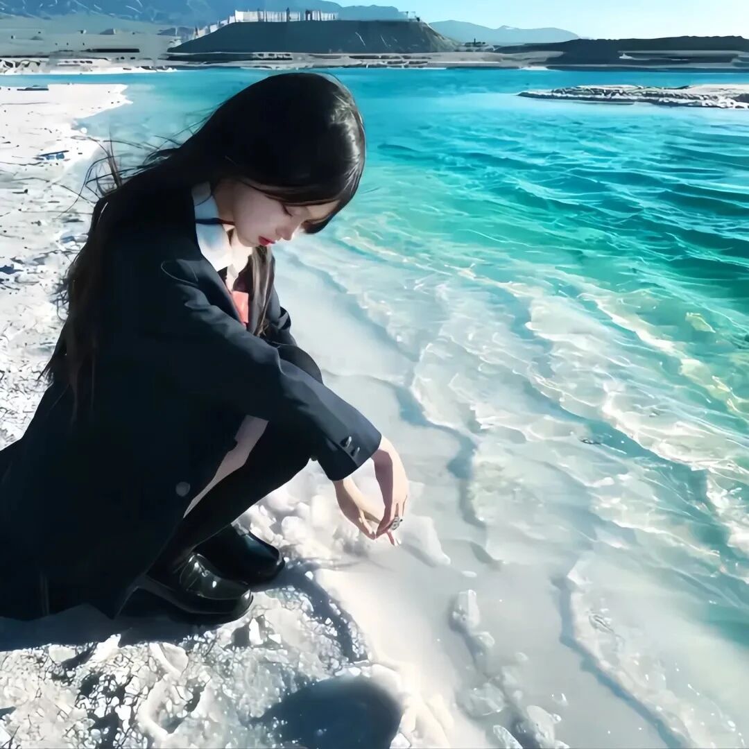 海边蓝色系氛围感女生头像