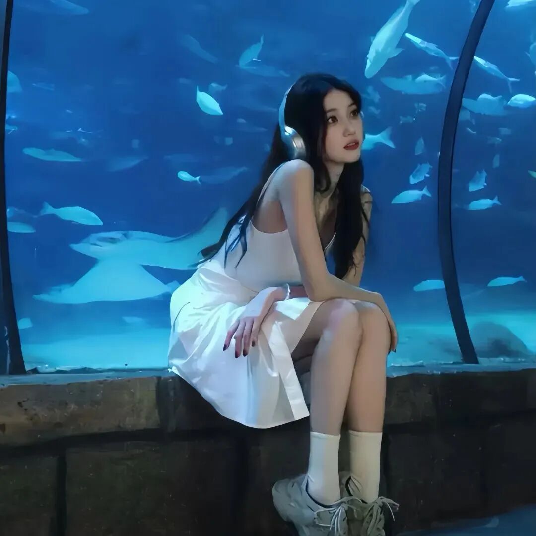 蓝色系氛围感女生头像