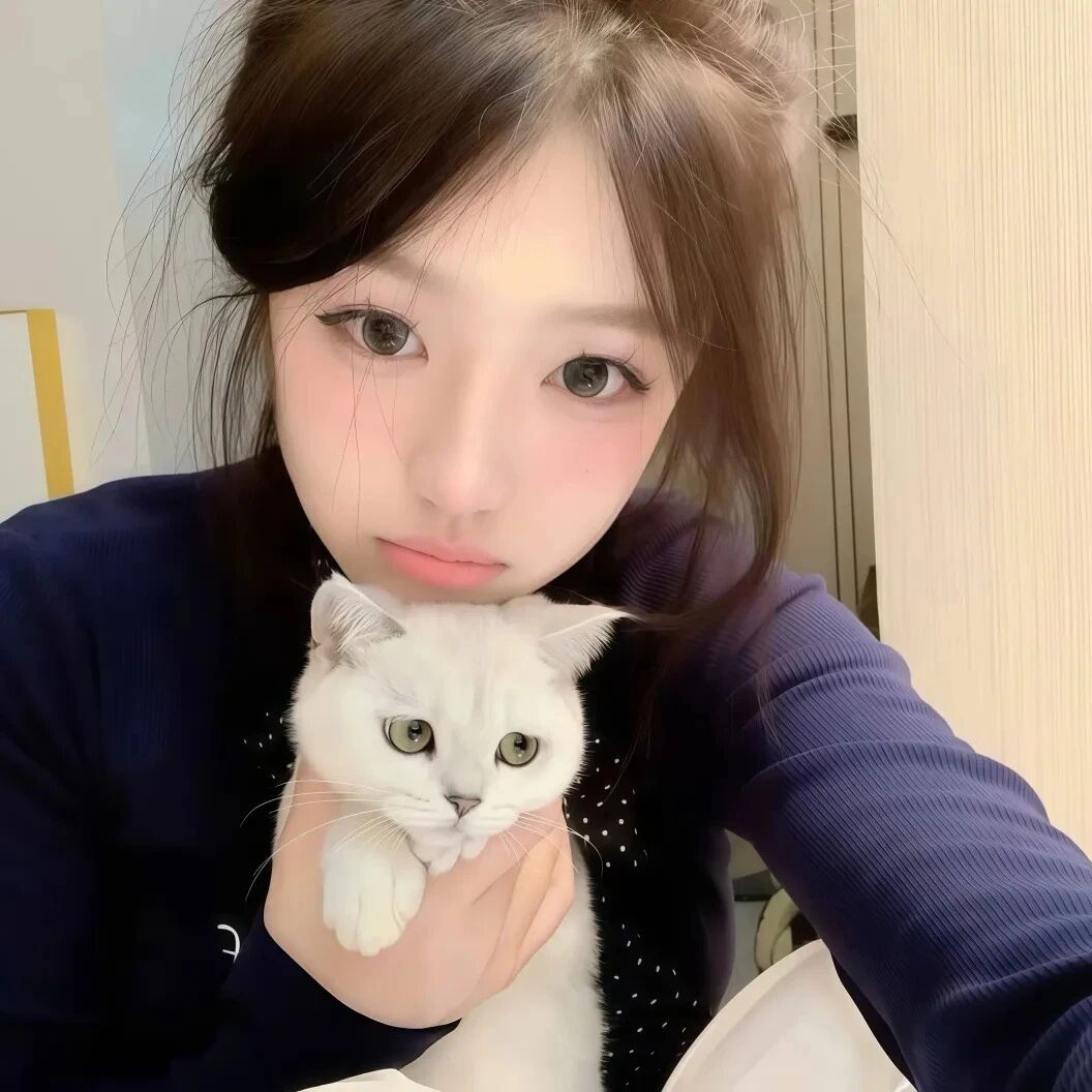 抱着猫咪甜妹女生头像