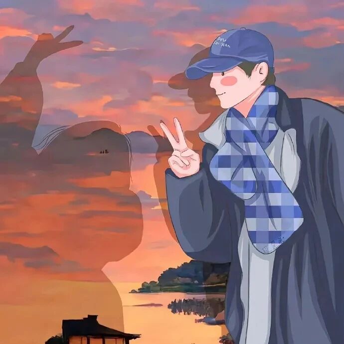 jdsyingshlaopo剪刀手手绘情侣头像
