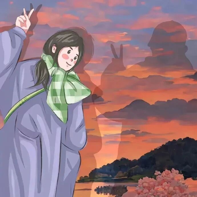 jdsyingshlaopo剪刀手手绘情侣头像
