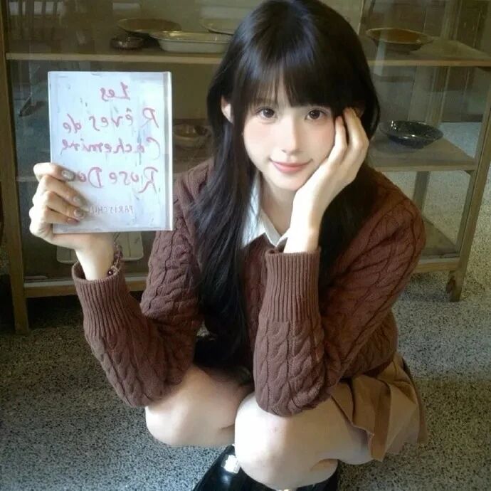 举牌甜妹女生头像