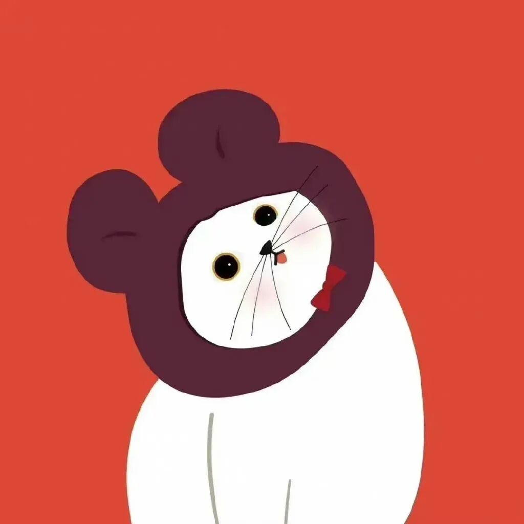 maomifdongwufaxiao可爱猫咪动物插画情侣头像
