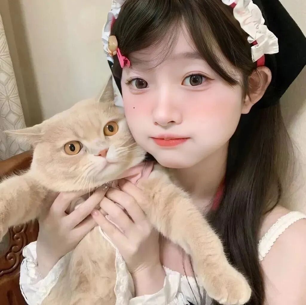 抱着猫咪甜妹女生头像