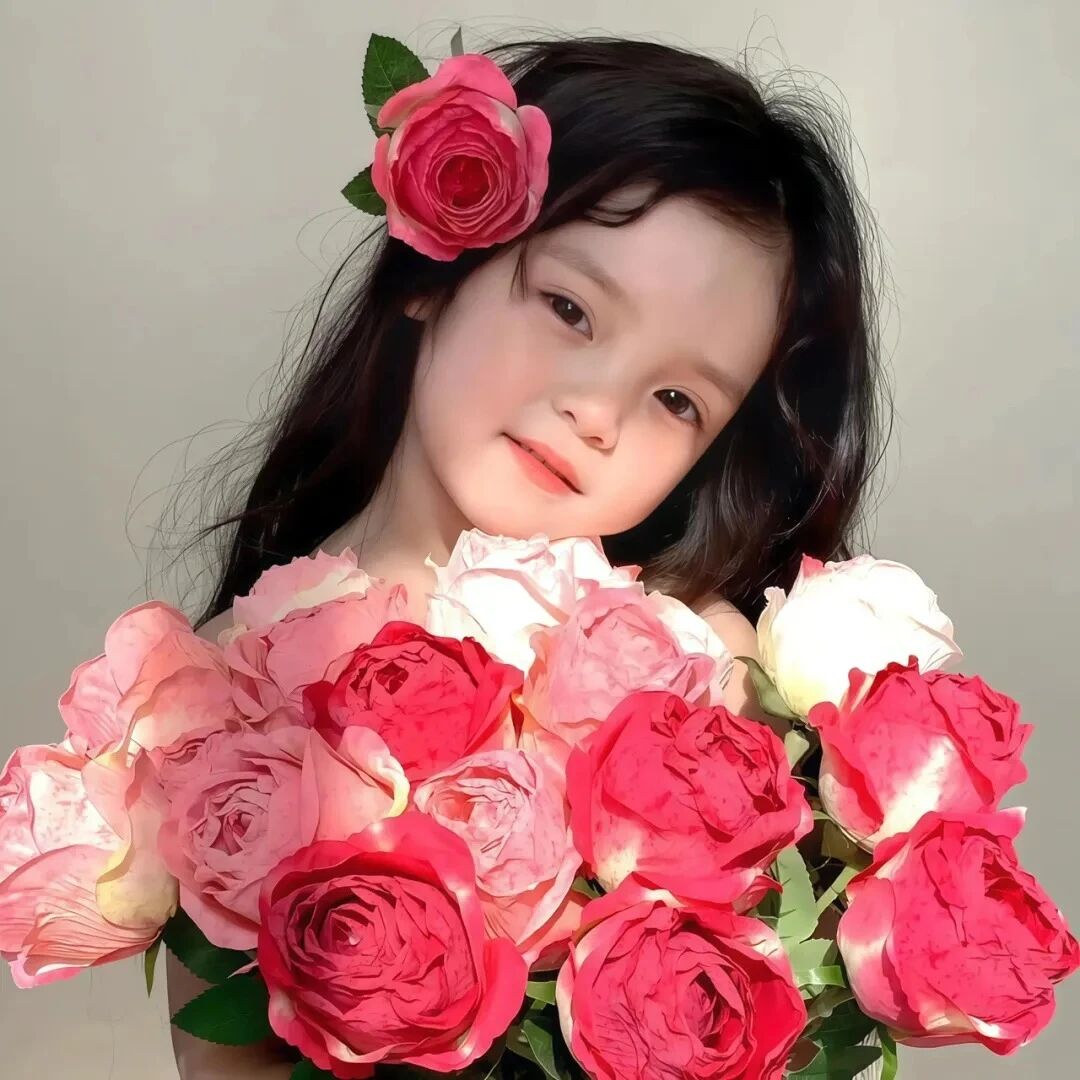 鲜花小女孩萌娃头像