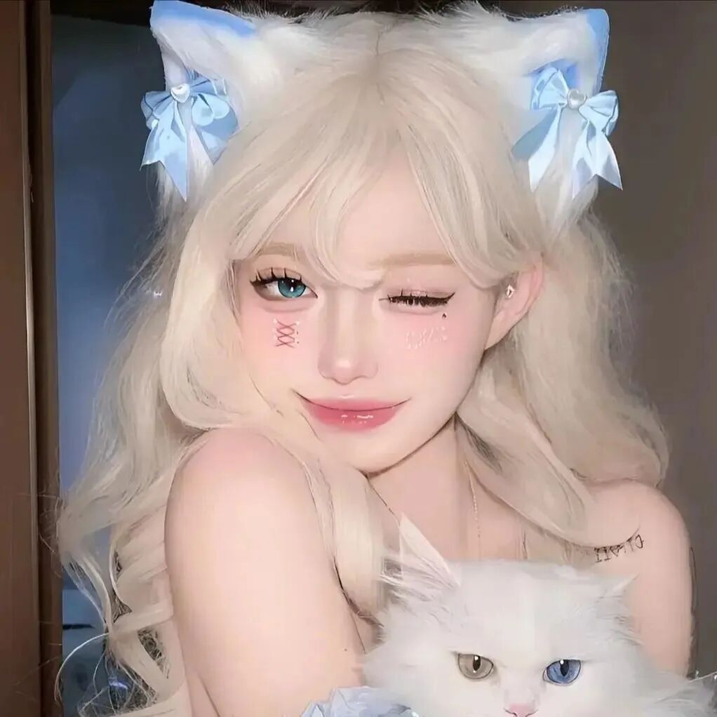 抱着猫咪甜妹女生头像