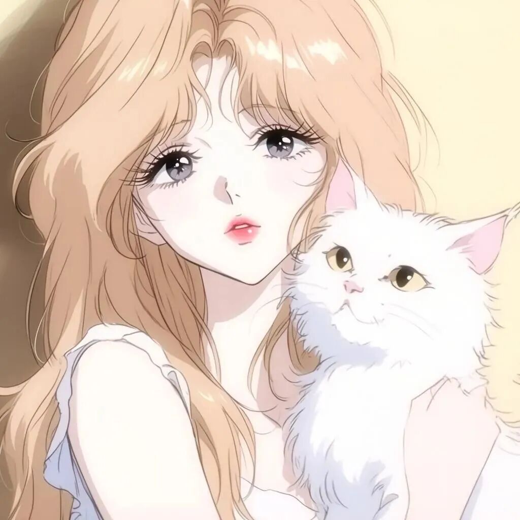 抱着猫咪御姐动漫头像女