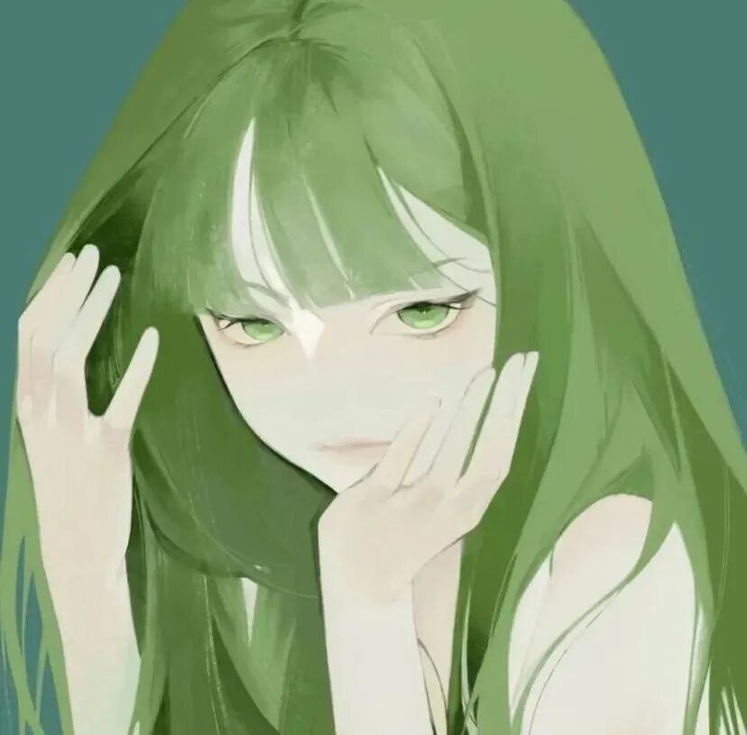 绿发个性动漫头像女