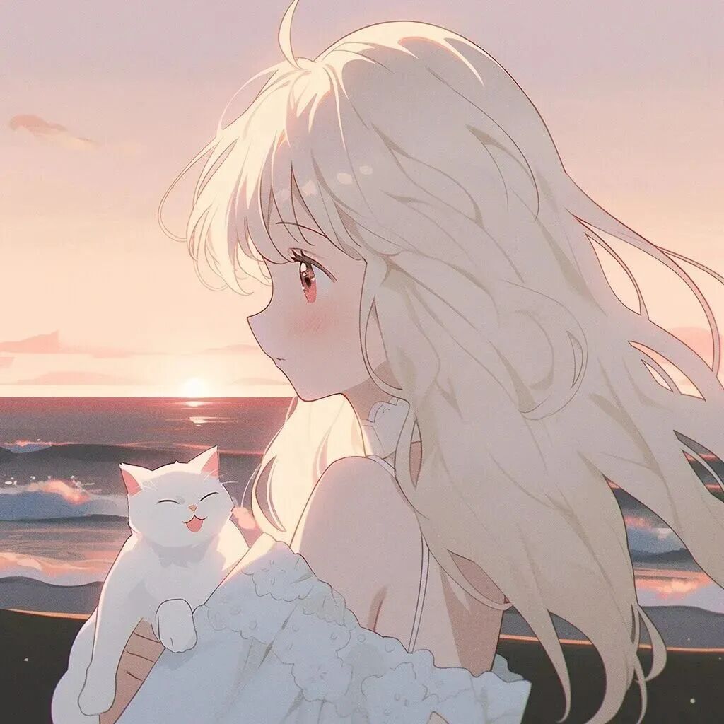 温柔抱着猫眯动漫头像女