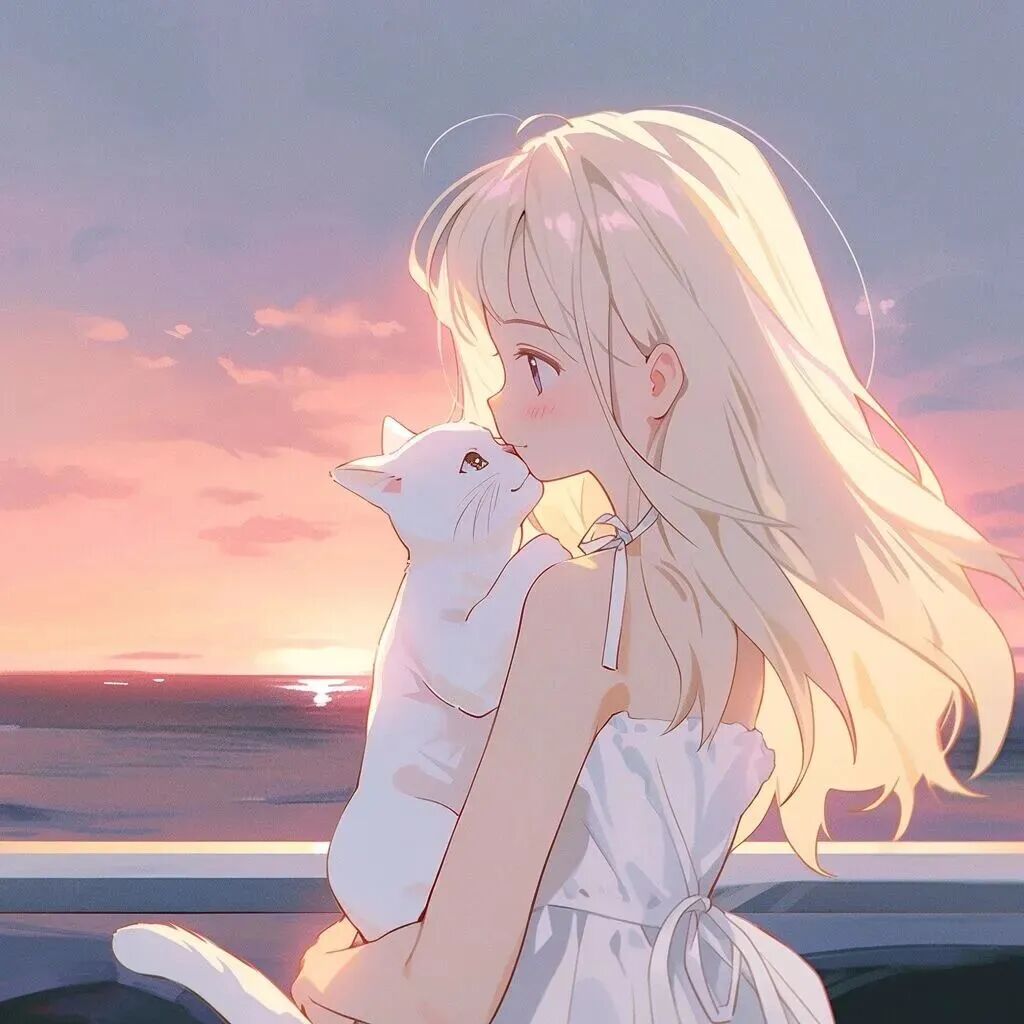 温柔抱着猫眯动漫头像女