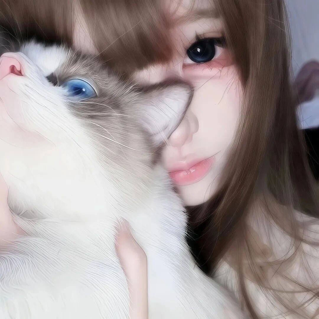 抱着猫咪少萝女生头像