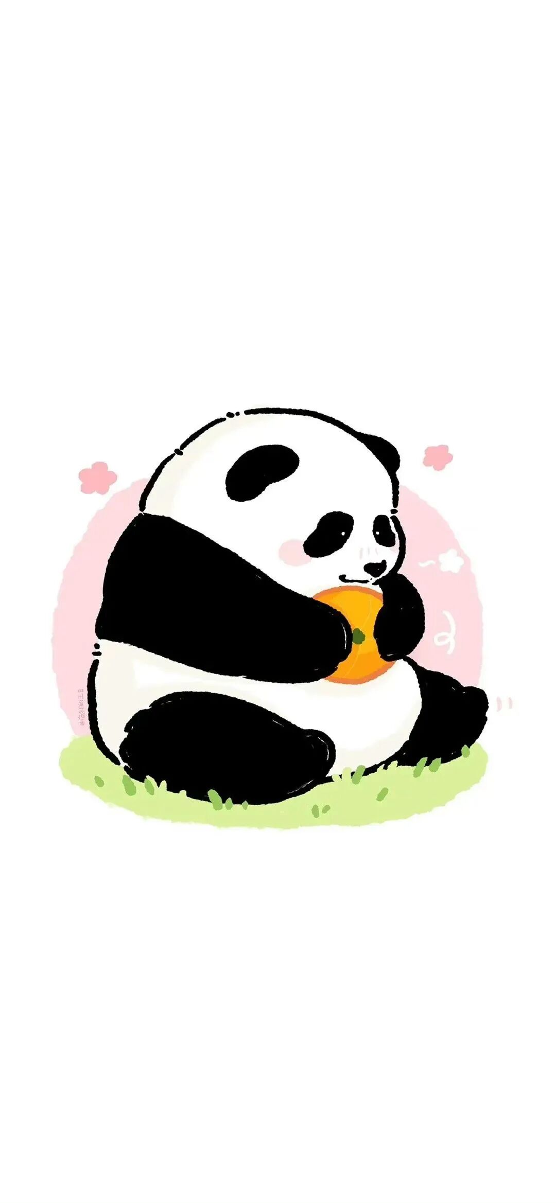 可爱熊猫简约白底插画壁纸