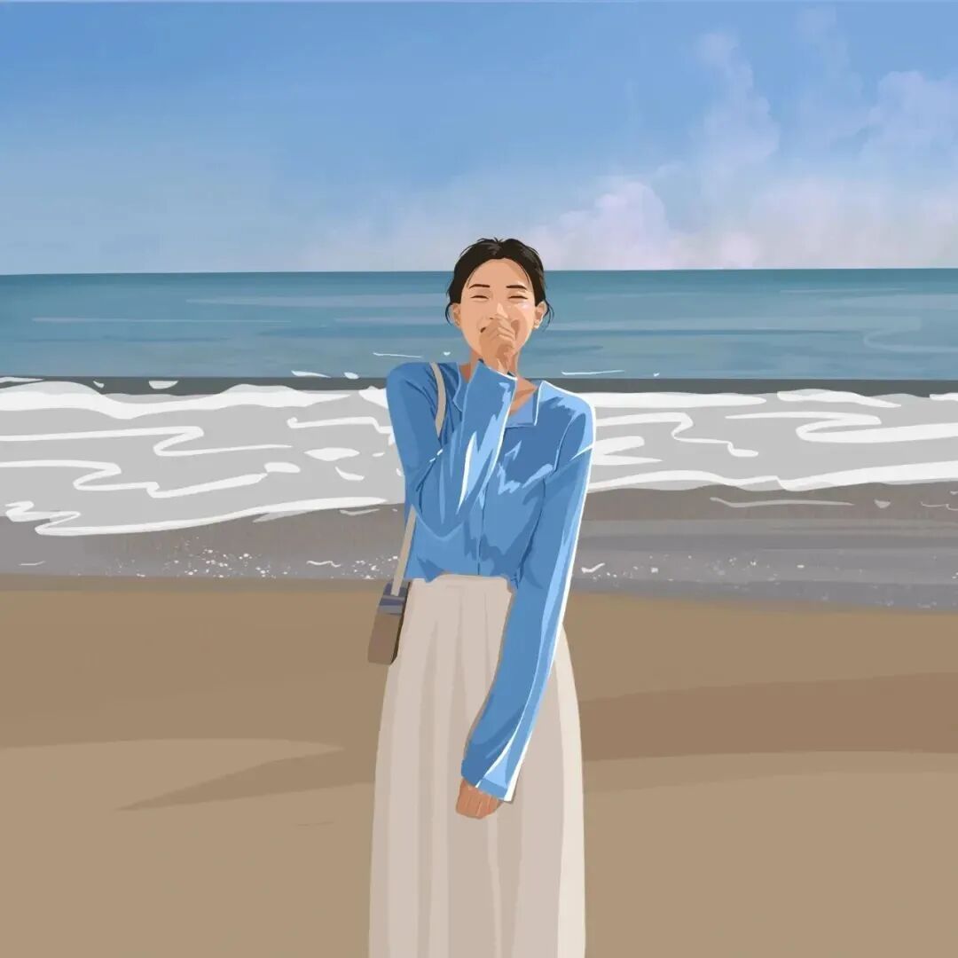 haibianshuilaopo海边手绘情侣头像