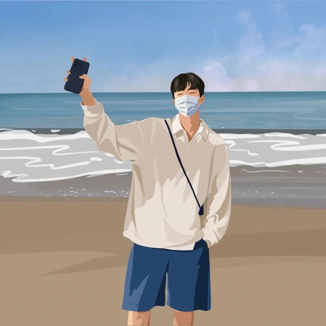 haibianshuilaopo海边手绘情侣头像