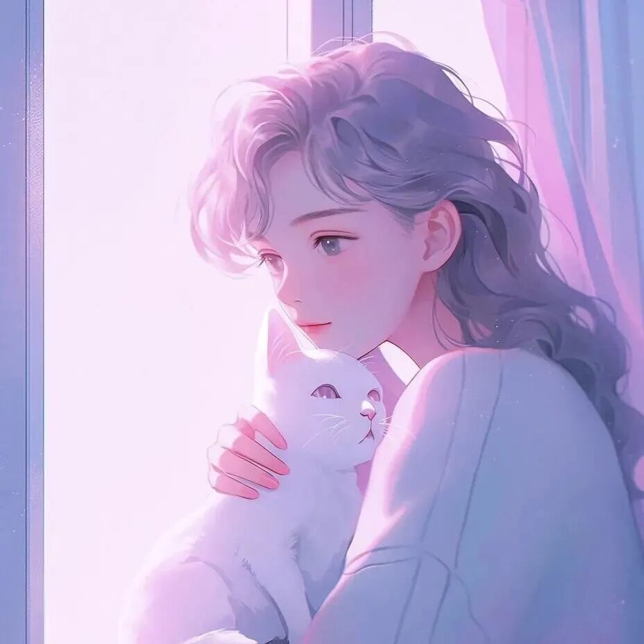 bzmaomiwmqltx抱着猫咪唯美动漫情侣头像