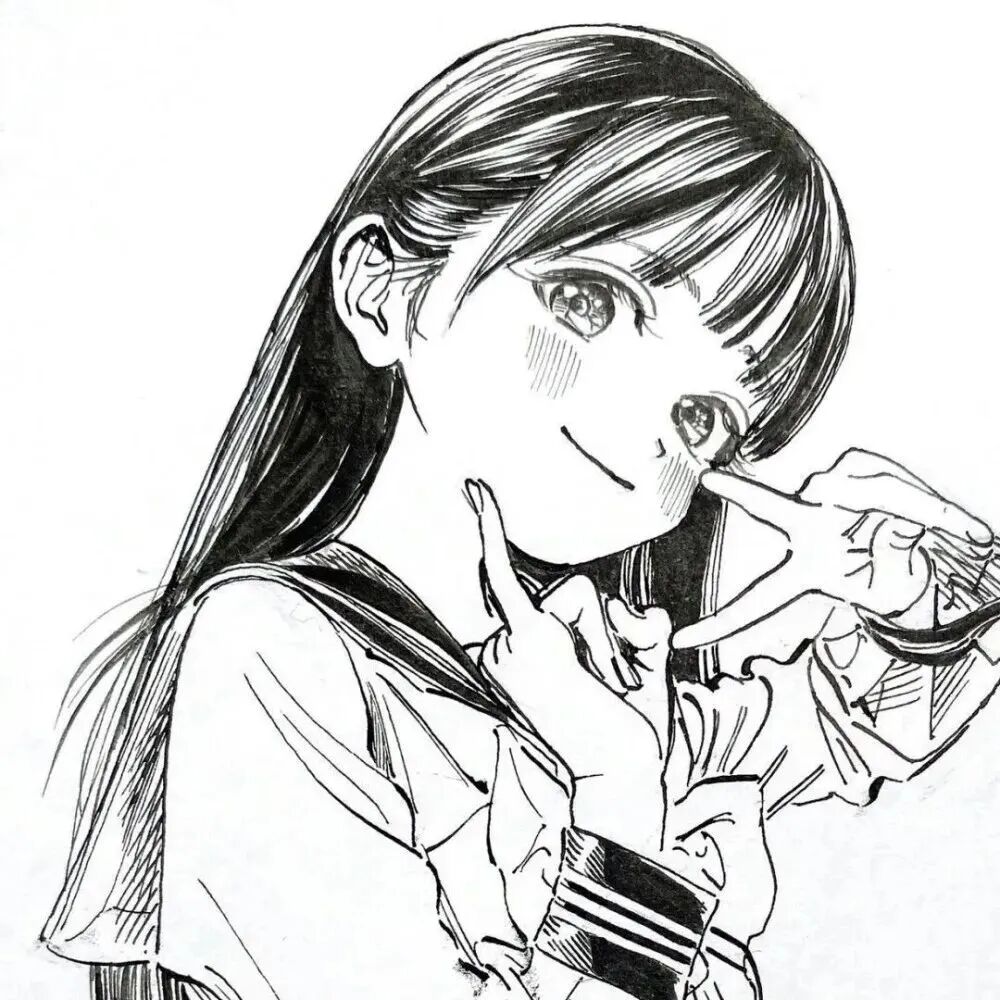 动漫头像  动漫女 动漫女头  动漫头像女 黑白动漫 黑白动漫头像