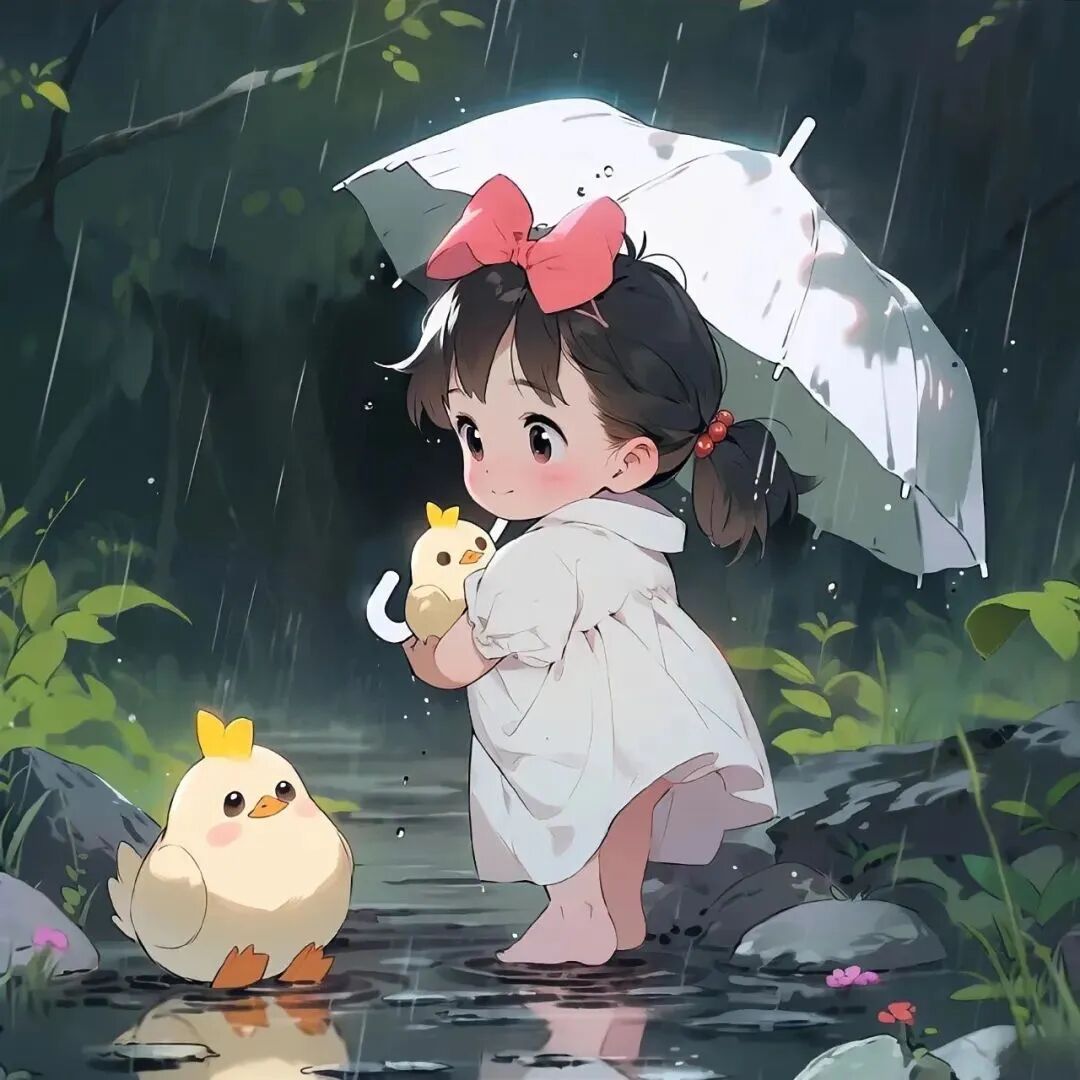 撑伞呆萌动漫头像女