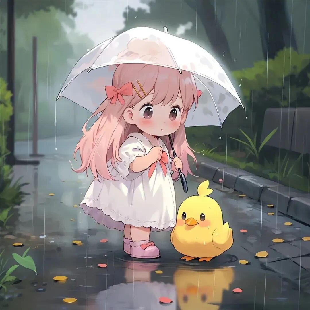 撑伞呆萌动漫头像女