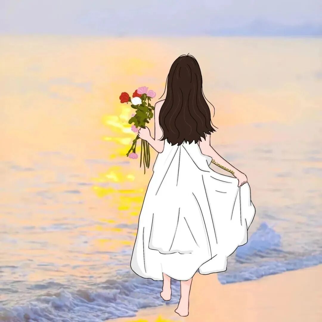 海边鲜花手绘动漫头像女