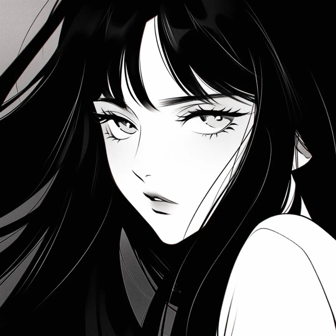 黑白高冷动漫头像女