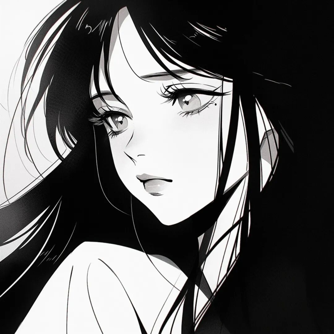 黑白高冷动漫头像女
