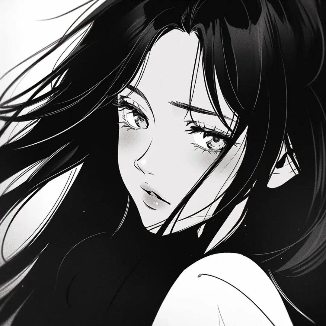 黑白高冷动漫头像女